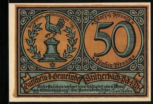 Notgeld Stützerbach 1921, 50 Pfennig, Glasmacher bei der Arbeit