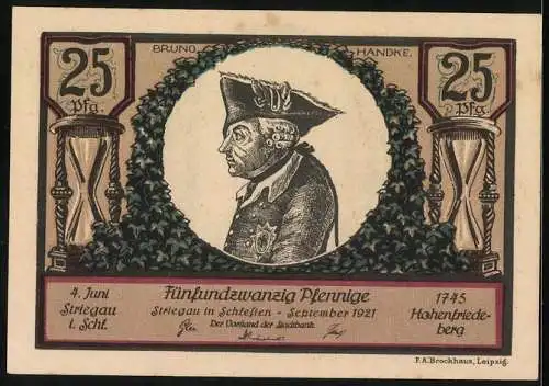 Notgeld Striegau in Schlesien 1921, 25 Pfennig, Kreuz auf dem Spitzberg
