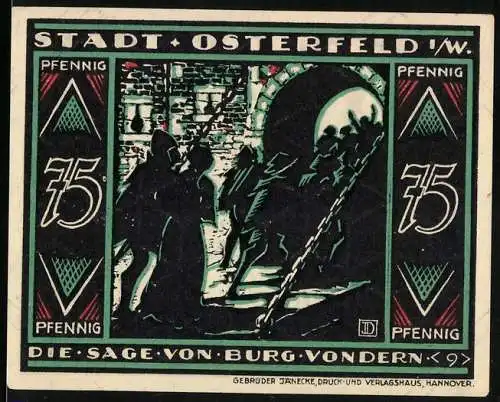 Notgeld Osterfeld i. W. 1921, 75 Pfennig, Die Sage von Burg Vondern