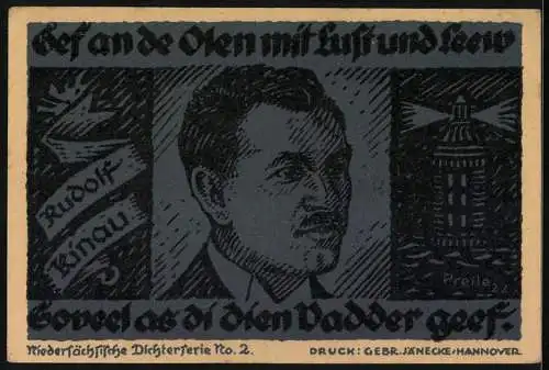 Notgeld Hannover 1922, 10 Mark, Rudolf Kinau und Prelle