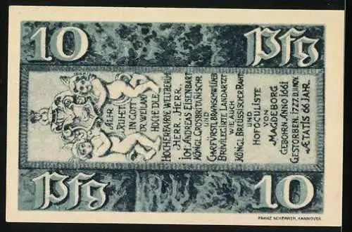 Notgeld Hann. Münden 1921, 10 Pfennig, Gedenktafel Andreas Eisenbart