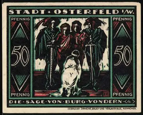 Notgeld Osterfeld i. W. 1921, 50 Pfennig, Szene der Sage von Burg Vondern