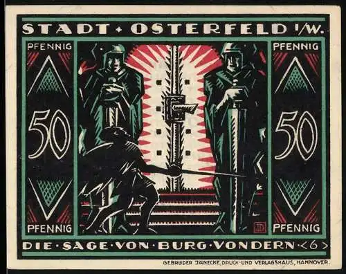 Notgeld Osterfeld i. W. 1921, 50 Pfennig, Szene aus der Burg Vondern-Sage
