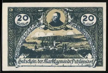 Notgeld Putzleinsdorf 1920, 20 Heller, Ortsansicht
