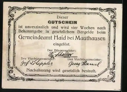 Notgeld Haid bei Mauthausen, 5 Heller, Kriegsgefangenenfriedhof