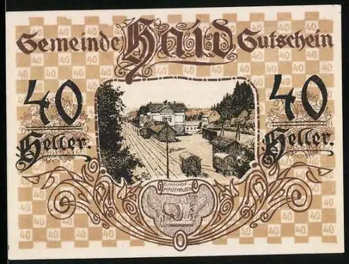 Notgeld Haid bei Mauthausen, 40 Heller, Bahnhof Mauthausen
