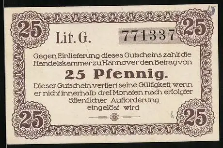 Notgeld Hannover 1920, 25 Pfennig, Ornamente
