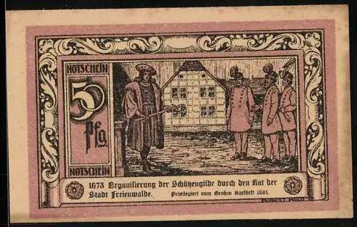 Notgeld Freienwalde in Pom., 50 Pfennig, Wappen, Organisierung der Schützengilde
