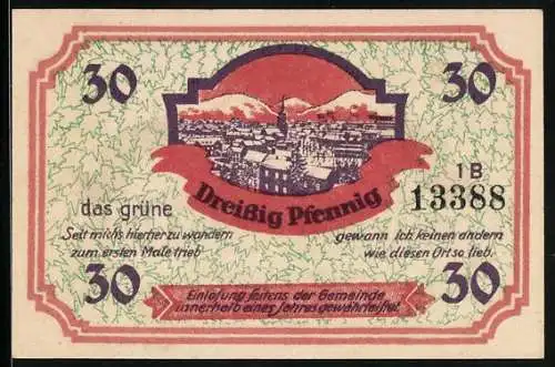 Notgeld Friedrichroda /Th., 30 Pfennig, Wappen, Ortsansicht