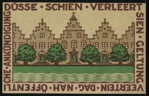 Notgeld Friedrichstadt /Eid. 1921, 25 Pfennig, Alte Münze, Häuserfronten am Wasser