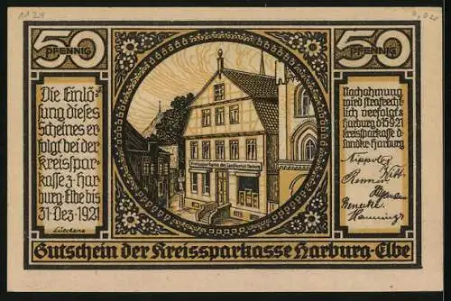 Notgeld Harburg /Elbe 1921, 50 Pfennig, Kreissparkasse, Sinstorfer Kirche
