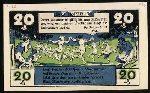 Notgeld Bad Harzburg 1921, 20 Pfennig, Philosophenweg, Liegewiese, Ministerweg