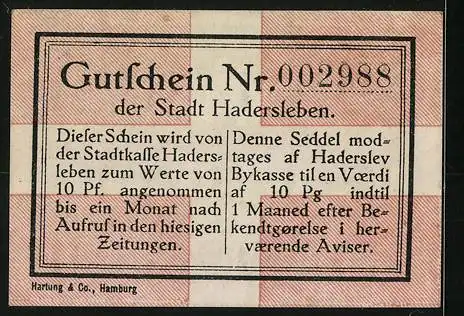 Notgeld Hadersleben 1920, 10 Pfennig, Plebiscit Slesvig