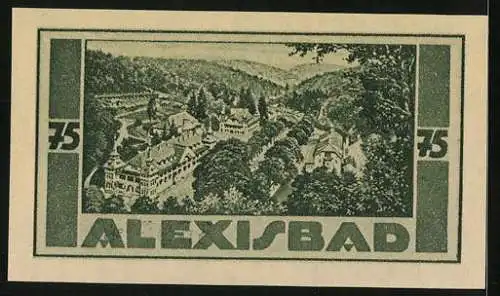 Notgeld Harzgerode 1921, 75 Pfennig, Das Alexisbad