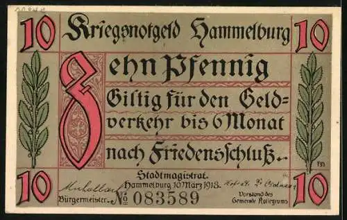 Notgeld Hammelburg in Franken 1918, 10 Pfennig, Das Schloss