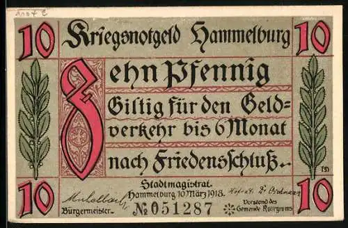 Notgeld Hammelburg in Franken 1918, 10 Pfennig, Das Schloss auf dem Berg