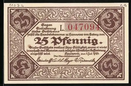 Notgeld Hannover 1921, 25 Pfennig, Blick auf die Marktkirche