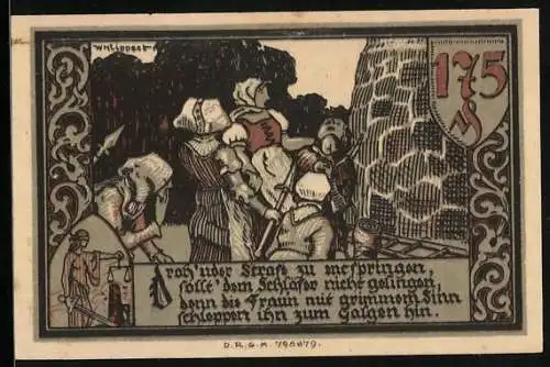 Notgeld Gransee i. d. Mark, 175 Pfennig, Der Wächter wird von den Frauen bestraft