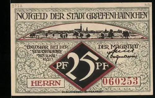Notgeld Gräfenhainichen, 25 Pfennig, Paul-Gerhardt-Stift und Ober-Turm