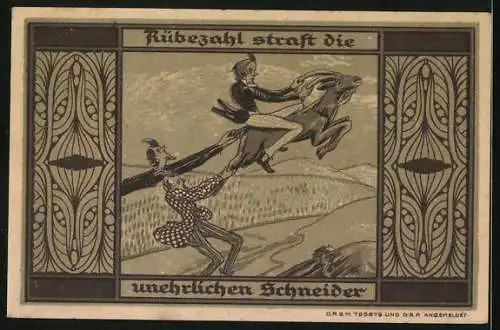 Notgeld Greiffenberg i. Schl., 1 Mark, Rübezahl straft die unehrlichen Schneider