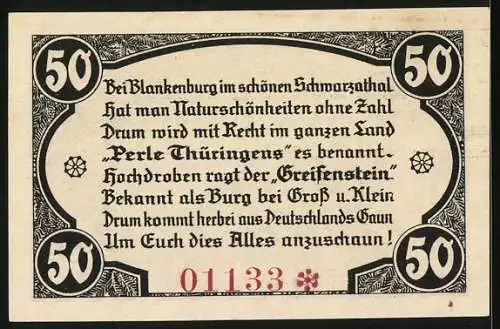 Notgeld Greifenstein 1921, 50 Pfennig, Die Burgruine