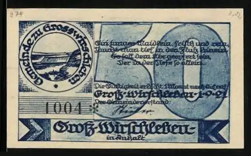 Notgeld Gross-Wirschleben in Anhalt 1921, 50 Pfennig, Der Gross-Wirschleber Saaletanz