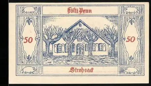 Notgeld Gr. Nordende 1921, 50 Pfennig, Frontalansicht eines Hauses