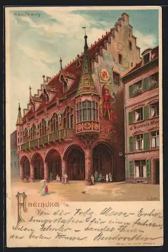 Lithographie Freiburg i. B., Sicht auf das Kaufhaus