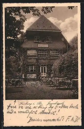 AK Freiburg i. Br., Gasthaus Jägerhäusle mit Garten