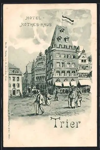 Lithographie Trier, Hotel Rotes Haus