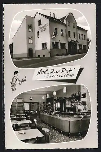 AK Arzfeld /Eifel, Hotel Zur Post, Innenansicht