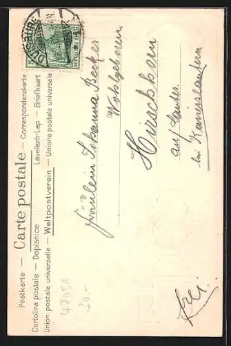 Passepartout-Lithographie Duisburg, Josephskirche, Wappen mit Vase