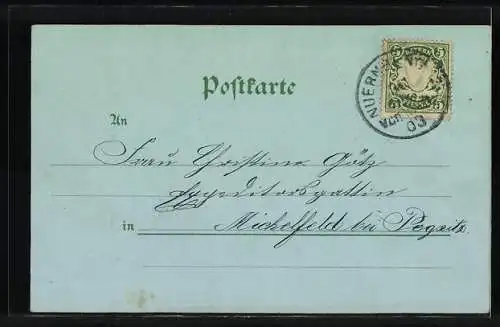 Mondschein-Lithographie Coblenz, St. Castor Kirche, Fort Constantin, Alte Häuser an der Mosel