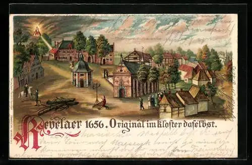 Künstler-AK Kevelaer, Ortsansicht von 1656