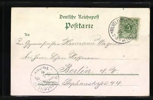 Vorläufer-Lithographie Kassel-Wilhelmshöhe, 1895, Cascaden, Schloss Wilhelmshöhe, Aquäduct-Wasserfall