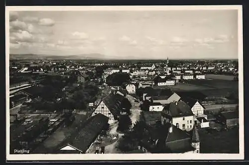 AK Plattling, Ortsansicht aus der Vogelschau