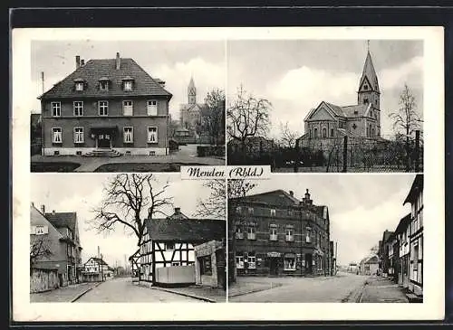 AK Menden /Rhld., Haus, Kirche, Strassen