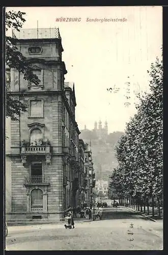 AK Würzburg, Blick in die Sanderglacisstrasse