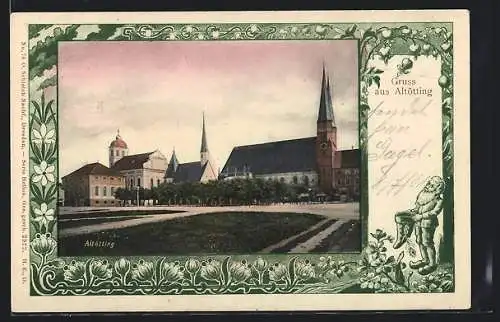 AK Altötting, gerahmte Panoramaansicht