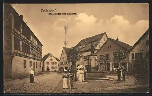 AK Wolframs-Eschenbach, Marktplatz mit Denkmal