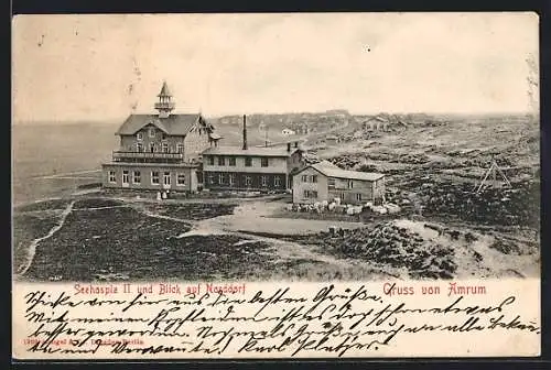 AK Norddorf-Amrum, Seehospiz II. mit Ortsblick