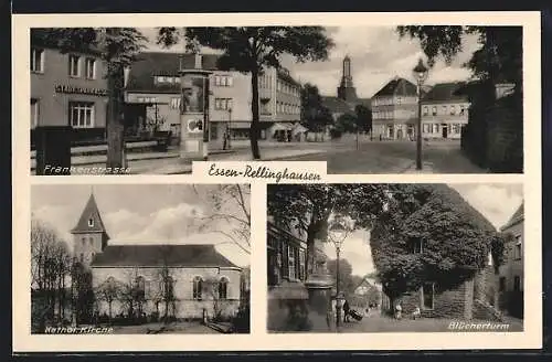 AK Essen-Rellinghausen, Frankenstrasse, Kathol. Kirche, Blücherturm