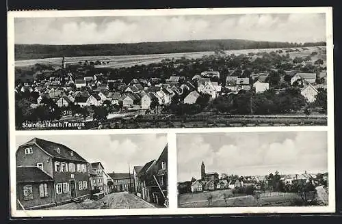 AK Steinfischbach /Taunus, Teilansicht, Strassenpartie, Ortspartie mit Kirche