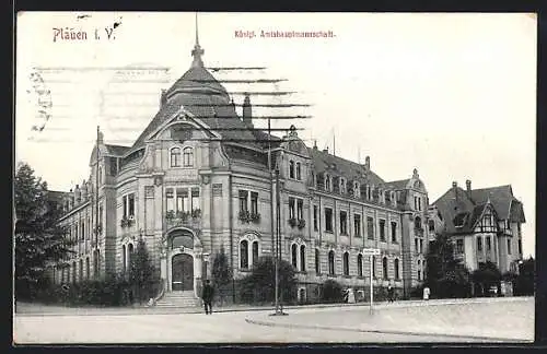 AK Plauen i. V., Königliche Amtshauptmannschaft mit Strassenpartie