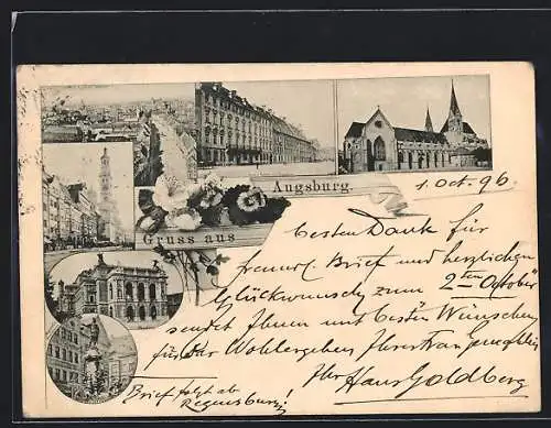 AK Augsburg, Hotel 3 Mohren und Fuggerhaus, Theater, Dom