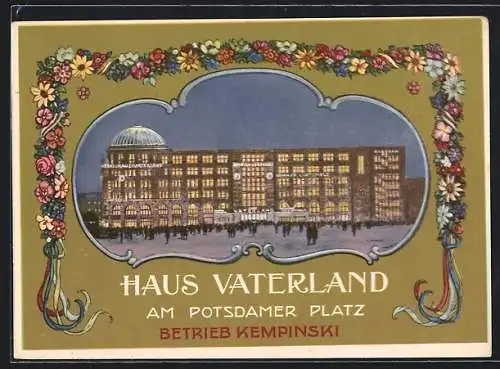 AK Berlin-Tiergarten, Hotel Haus Vaterland am Potsdamer Platz, Betrieb Kempinski