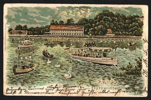 Lithographie Nürnberg, Blick auf den Dutzendteich