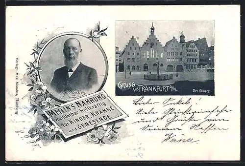 AK Alt-Frankfurt, Römer, Mellin`s Nahrung, Reklame