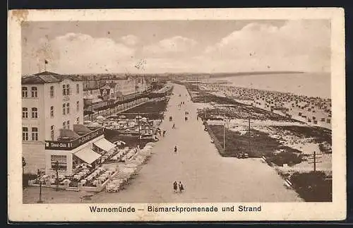 AK Warnemünde, Bismarckpromenade und Strand