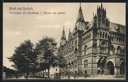 AK Rostock, Wallstrasse mit Ständehaus